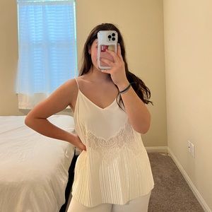 White dress shirt. Spaghetti strapped.